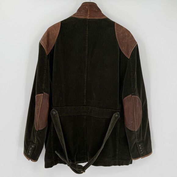 Polo Ralph Lauren Corduroy Leather Hunting Safari Sportsman Jacket Green Men XXL - Picture 4 of 7